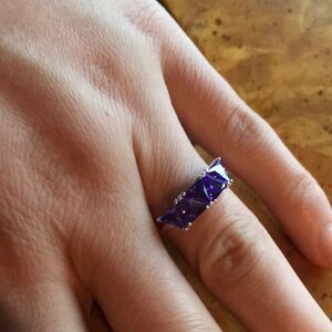 Simulated Purple Diamond Sterling Silver Ring Size 7